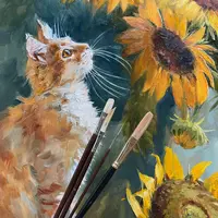 Живопись рыжого кота маслом