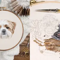 Портреты животных: техника вышивки нитью