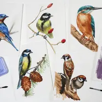 Птички. Акварель