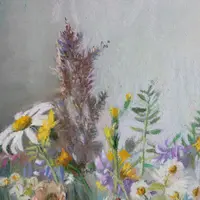 Букет полевых цветов пастелью