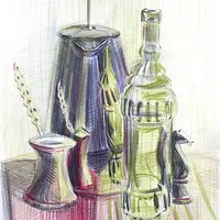 Фактуры цветными карандашами: Натюрморты