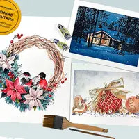 Акварельный марафон "Зимние открытки"