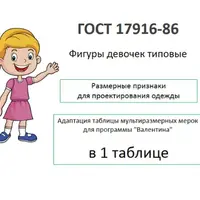 ГОСТ 17916-86. Фигуры девочек типовые. Размерные признаки для проектирования одежды