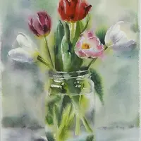 Цветы и стеклянные предметы