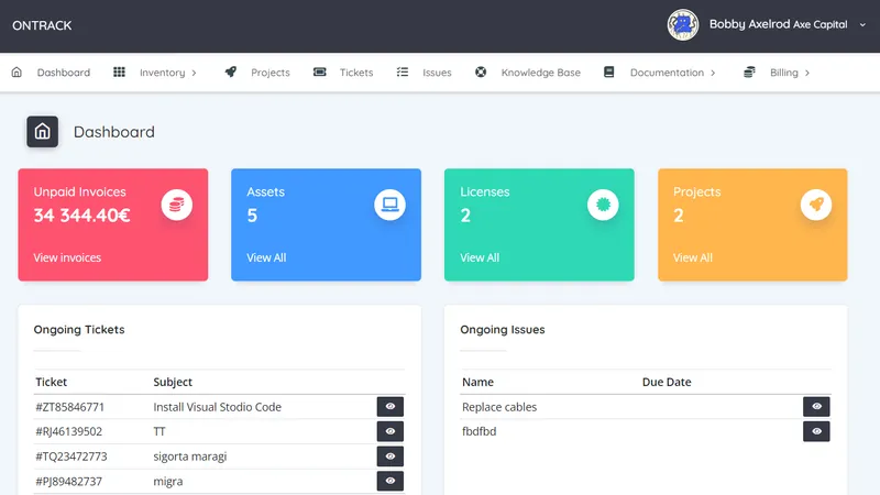 onTrack 2 IT Asset Management, HelpDesk, Project Management, Billing & More