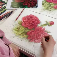 Цветы цветными карандашами