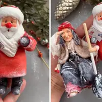 Ватные игрушки: Баба Яга и Дед Мороз