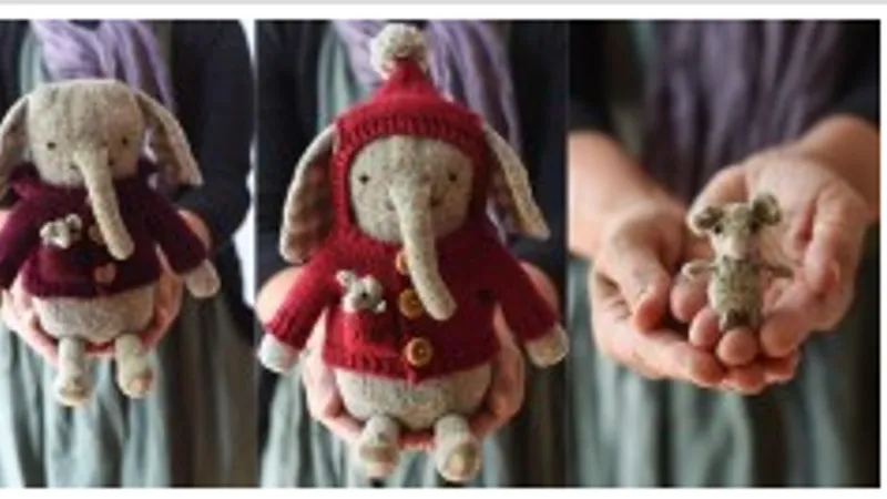 Вязаный слон с мышкой Elephant + Mouse