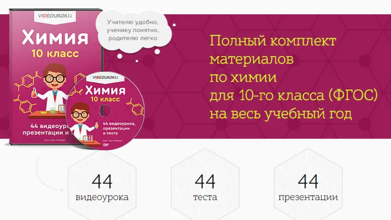Полный комплект материалов по химии для 10-го класса ФГОС на весь учебный год