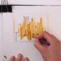 Натюрморт с бутылками цветными карандашами