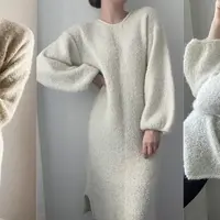 Стильное платье букле Lumi с японским плечом