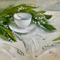 Майские ландыши в масляной живописи