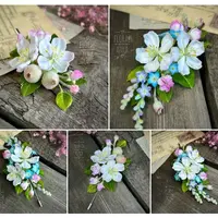 Брошь «Яблоня с ранетками» и Брошь «Яблоня с незабудками»