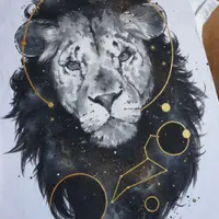 Роспись по ткани: Черно-белые акварельные львы, тигр, лошадь, львица