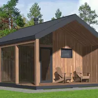 Проект каркасной бани D-65 в стиле барнхаус