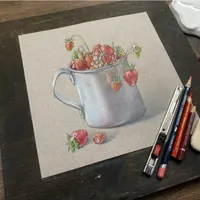 Лето в деревне акварельными карандашами