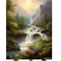 Водопады. Масляная живопись