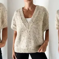 Безрукавка с V горловиной спицами сверху Ash Slipover V Neck