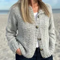 Женственный кардиган спицами с ажурным узором Barley Field