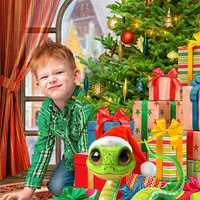 Новогодний фотошаблон в PSD символ года - 2025 змея