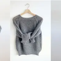 Ажурный пуловер сетчатым узором спицами сверху Simple Lace