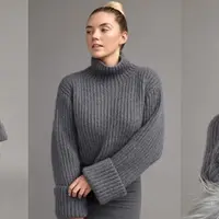 Свитер резинкой с высоким воротом и большими отворотами рукава Randall