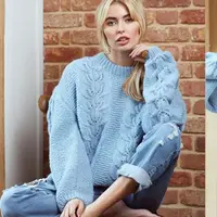 Пуловер оверсайз с ажурными листьями Blue Haze