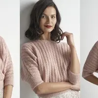 Летний пуловер летучая мышь ажурным узором спицами Charisma