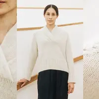 Пуловер с воротником шалькой спицами одной деталью Hidahida