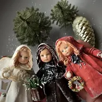 Ватные игрушки: Девочка с подснежником, Ангел и Рождественская девочка