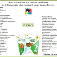 Адаптированный материал Окружающий мир 2 класс. Программа 8.2, 8.3