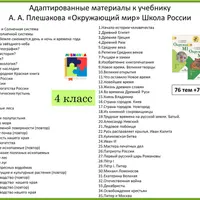 Адаптированный материал Окружающий мир 4 класс. Программа 8.2, 8.3