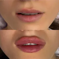 Губы в технике Плоский бант