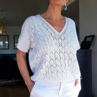 Ажурный топ (пуловер) спицами сверху вниз Marcelline