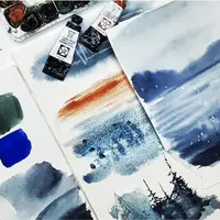 Минималистичные пейзажи акварелью