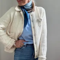 Вязаный спицами жакет в стиле джинсовой куртки White Jeans