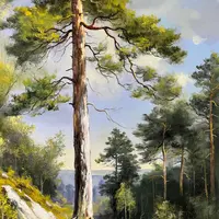 Сосна, освещенная солнцем