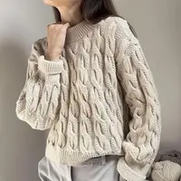 Вязаный спицами пуловер с большими косами Knitonomy Pearl Sweater