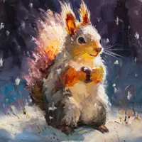 Бельчонок в зимнем лесу