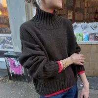 Вязаный спицами повседневный свитер с высоким воротом Hannah O-Neck