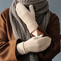 Вязаные спицами варежки косами Theresa