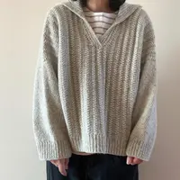 Вязаный спицами пуловер с отложным воротником Shelter