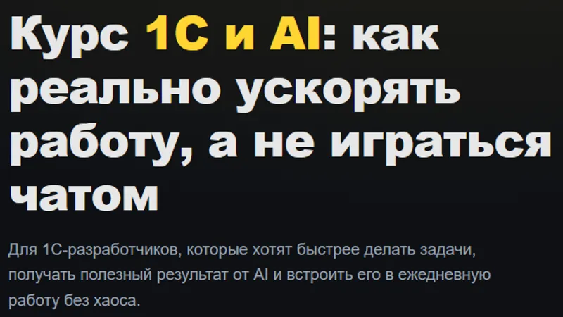 Курс 1С и AI: как реально ускорять работу, а не играться с чатом