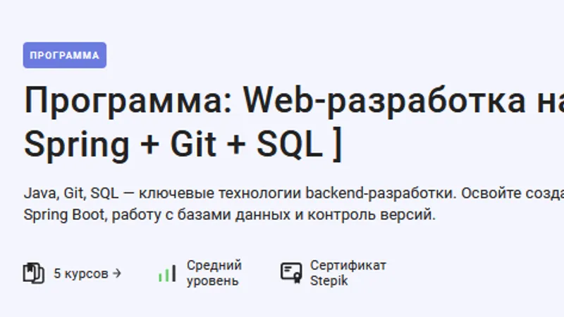 Web-разработка на Java Spring Git SQL