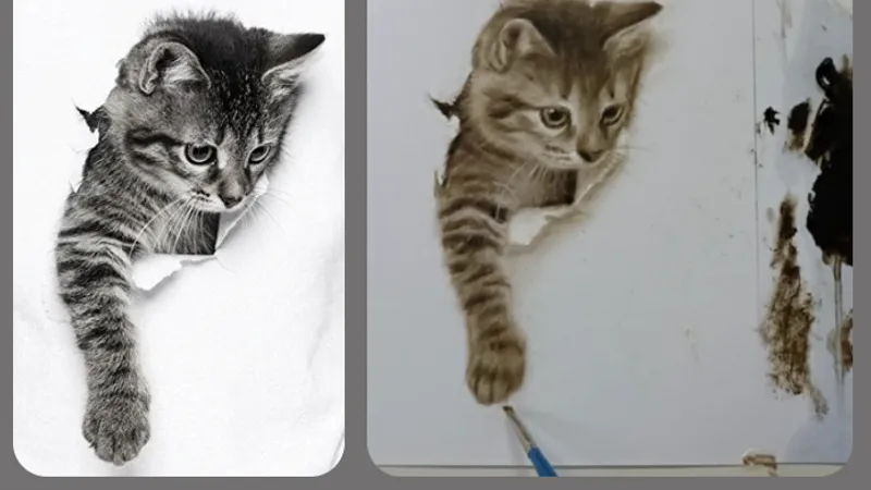 Котенок. Сухая кисть