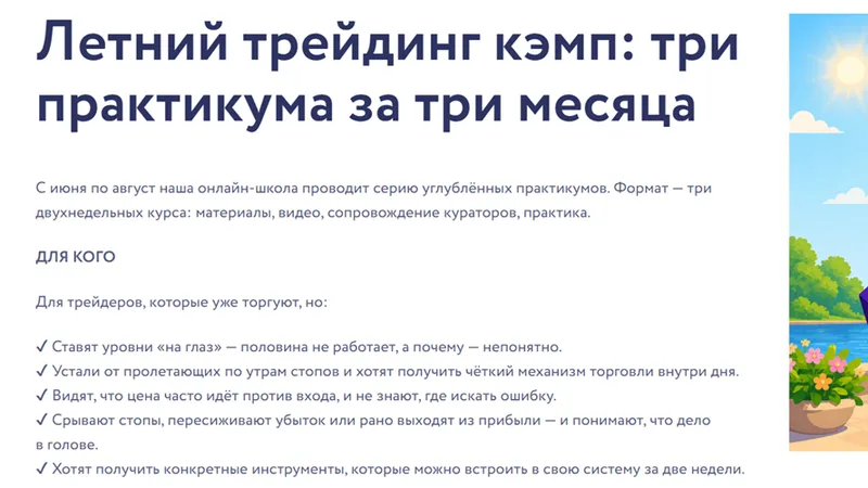 Летний трейдинг кэмп: три практикума за три месяца