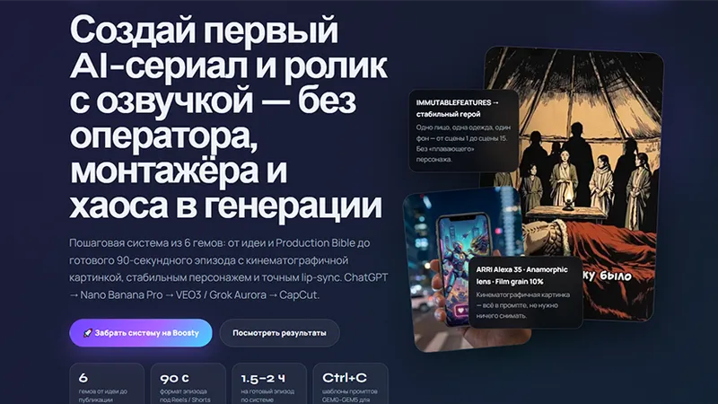 Создай первый AI-сериал и ролик с озвучкой без оператора монтажёра и хаоса в генерации