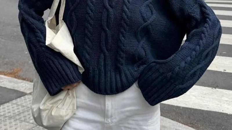 Свитер оверсайз аранами спицами сверху Tyra Sweater