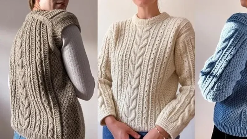 Gwynver Sweater - вязаный спицами пуловер с косами и японским плечом