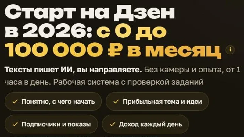 Старт на Дзен с 0 до 100 000 ₽ в месяц